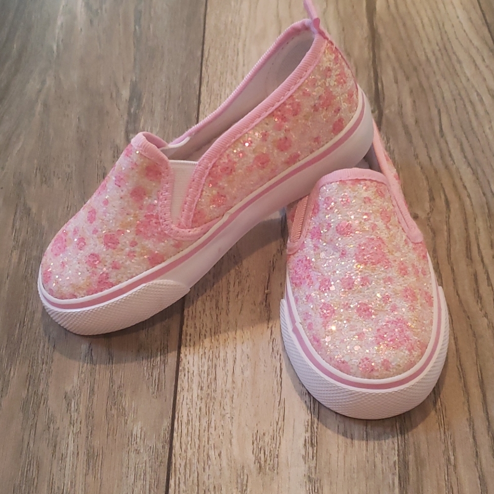US Sport Toddler girls floral and glitter slip ons